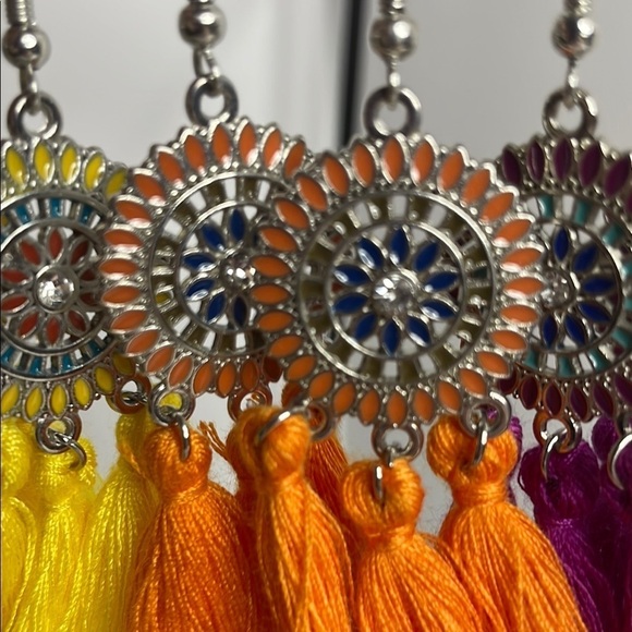 Fashion Jewelry Yellow and Orange Tassel Earrings - Picture 3 of 5